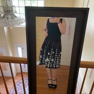 Black floral midi skirt